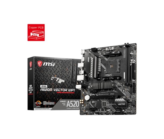 MSI MB Sc AM4 MAG A520M VECTOR WIFI, AMD A520, 2x DDR4, WiFi, 1x DP, 1x HDMI, m-ATX