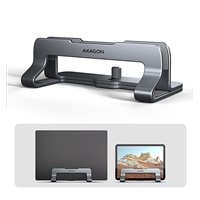 AXAGON STND-VG, vertikální hliníkový stojan pro notebooky 10"-17.3, nastavitelný rozestup, šedý