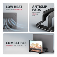 AXAGON STND-VB, vertikální hliníkový stojan pro notebooky 10"-17.3, nastavitelný rozestup, černý