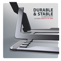 AXAGON STND-LAG, hliníkový stojan pro notebooky 10"-17.3", nastavitelná výška, šedý