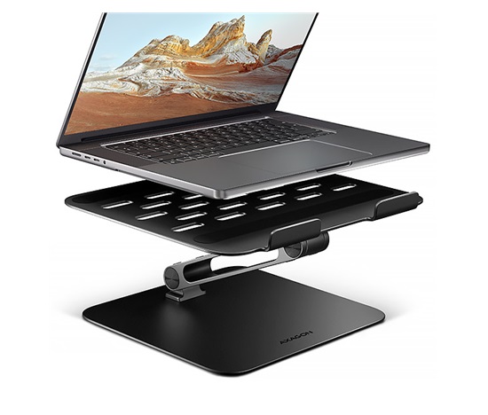 AXAGON STND-LQB, hliníkový HQ stojan pro notebooky 10"-17.3", nastavitelná výška a úhel, černý
