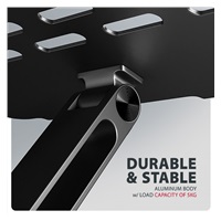 AXAGON STND-LQB, hliníkový HQ stojan pro notebooky 10"-17.3", nastavitelná výška a úhel, černý