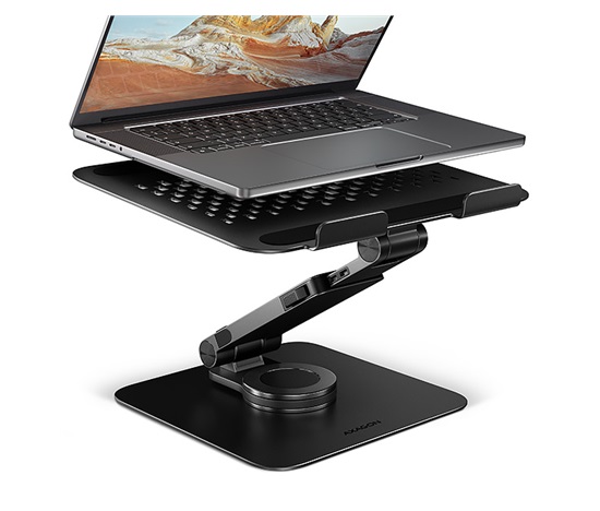 AXAGON STND-LRB, hliníkový stojan pro notebooky 10"-17.3" s nastavitelnou výškou, úhlem a 360° rotací, černý
