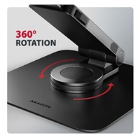AXAGON STND-LRB, hliníkový stojan pro notebooky 10"-17.3" s nastavitelnou výškou, úhlem a 360° rotací, černý