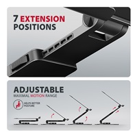 AXAGON STND-LRB, hliníkový stojan pro notebooky 10"-17.3" s nastavitelnou výškou, úhlem a 360° rotací, černý
