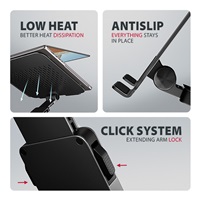 AXAGON STND-LRB, hliníkový stojan pro notebooky 10"-17.3" s nastavitelnou výškou, úhlem a 360° rotací, černý