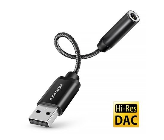 AXAGON ADA-HA, USB-A na 3.5mm jack Hi-Res DAC audio adaptér, 384kHz/32bit, stereo