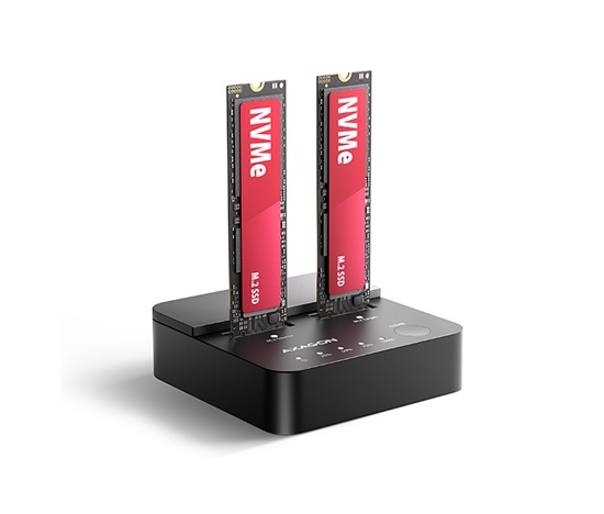 AXAGON ADSA-M2C22L, USB-C 20Gbps dokovací stanice pro 2× M.2 NVMe SSD s funkcí klonování