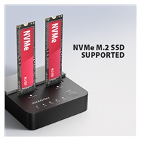 AXAGON ADSA-M2C22L, USB-C 20Gbps dokovací stanice pro 2× M.2 NVMe SSD s funkcí klonování