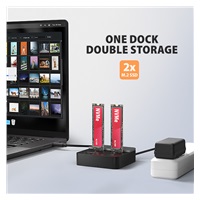 AXAGON ADSA-M2C22L, USB-C 20Gbps dokovací stanice pro 2× M.2 NVMe SSD s funkcí klonování