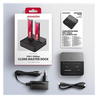 AXAGON ADSA-M2C22L, USB-C 20Gbps dokovací stanice pro 2× M.2 NVMe SSD s funkcí klonování