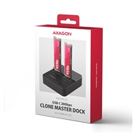 AXAGON ADSA-M2C22L, USB-C 20Gbps dokovací stanice pro 2× M.2 NVMe SSD s funkcí klonování