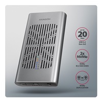 AXAGON EEM2-20GD, USB-C 20Gbps externí box pro dva M.2 NVMe SSD s funkcí klonování