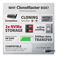 AXAGON EEM2-20GD, USB-C 20Gbps externí box pro dva M.2 NVMe SSD s funkcí klonování