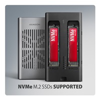 AXAGON EEM2-20GD, USB-C 20Gbps externí box pro dva M.2 NVMe SSD s funkcí klonování