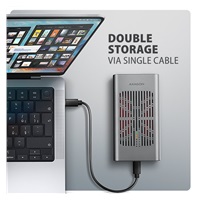 AXAGON EEM2-20GD, USB-C 20Gbps externí box pro dva M.2 NVMe SSD s funkcí klonování