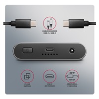 AXAGON EEM2-20GD, USB-C 20Gbps externí box pro dva M.2 NVMe SSD s funkcí klonování