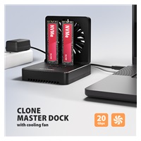 AXAGON ADSA-M2C22, USB-C 20Gbps dokovací stanice pro 2× M.2 NVMe/SATA SSD s funkcí klonování