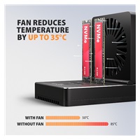 AXAGON ADSA-M2C22, USB-C 20Gbps dokovací stanice pro 2× M.2 NVMe/SATA SSD s funkcí klonování