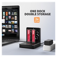 AXAGON ADSA-M2C22, USB-C 20Gbps dokovací stanice pro 2× M.2 NVMe/SATA SSD s funkcí klonování
