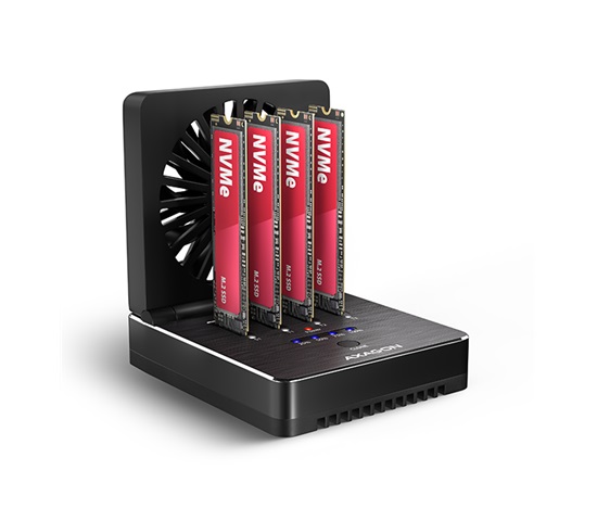 AXAGON ADSA-M2C44, USB4 dokovací stanice pro 4× M.2 NVMe SSD s funkcí klonování