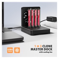 AXAGON ADSA-M2C44, USB4 dokovací stanice pro 4× M.2 NVMe SSD s funkcí klonování