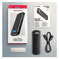 AXAGON EEM2-SC, USB-C 10Gbps externí box pro M.2 NVMe SSD, bezšroubový, žebrovaný hliník