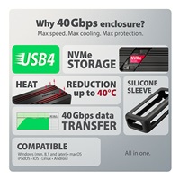 AXAGON EEM2-40G, USB-C 40Gbps externí box pro M.2 NVMe SSD, zesílený hliník