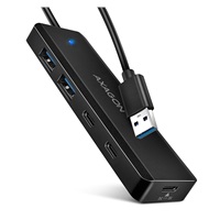 AXAGON HUE-C2A, 4× USB 5Gbps TRAVEL hub, 2× USB-A + 2× USB-C, USB-C napájení, kabel USB-A 19cm