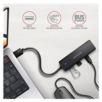 AXAGON HUE-C2A, 4× USB 5Gbps TRAVEL hub, 2× USB-A + 2× USB-C, USB-C napájení, kabel USB-A 19cm