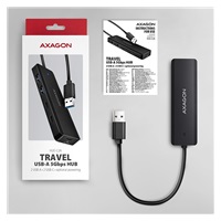 AXAGON HUE-C2A, 4× USB 5Gbps TRAVEL hub, 2× USB-A + 2× USB-C, USB-C napájení, kabel USB-A 19cm