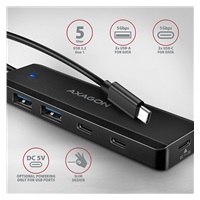 AXAGON HUE-C2C, 4× USB 5Gbps TRAVEL hub, 2× USB-A + 2× USB-C, USB-C napájení, kabel USB-C 19cm
