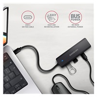 AXAGON HUE-C2C, 4× USB 5Gbps TRAVEL hub, 2× USB-A + 2× USB-C, USB-C napájení, kabel USB-C 19cm