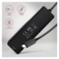 AXAGON HUE-C2C, 4× USB 5Gbps TRAVEL hub, 2× USB-A + 2× USB-C, USB-C napájení, kabel USB-C 19cm