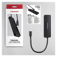 AXAGON HUE-C2C, 4× USB 5Gbps TRAVEL hub, 2× USB-A + 2× USB-C, USB-C napájení, kabel USB-C 19cm