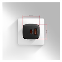 AXAGON ACU-PQ33, GaN nabíječka do sítě 33W, USB-A + USB-C, PD3.0/PPS/QC4+/SFC2.0/Apple, černá