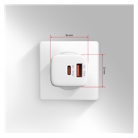 AXAGON ACU-PQ33W, GaN nabíječka do sítě 33W, USB-A + USB-C, PD3.0/PPS/QC4+/SFC2.0/Apple, bílá