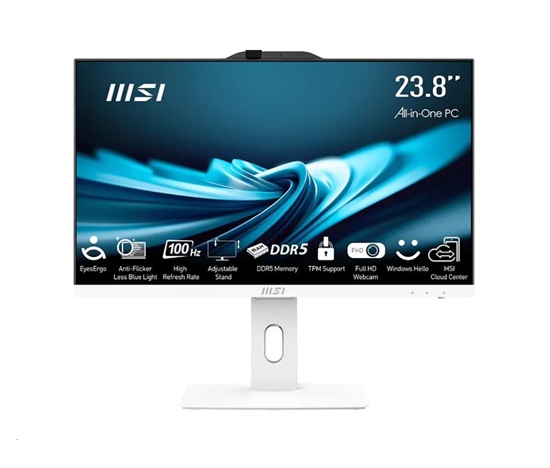 MSI AIO PRO AP242P (PRO AP242P 14M-1091XEU), i3-14100, 23.8" FHD, Anti-Glare, 16GB, 512GB SSD, No OS, White