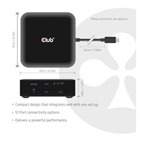 Club3D Dokovací stanice USB-C 12v1, 2xHDMI, 2xDP, 2xUSB-C, 1xUSB-C PD, 3xUSB, 1xRJ45, 1x3.5mm, černá