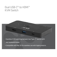 Club3D KVM Switch, 2xUSB-C na HDMI, 4K60Hz, PD 100W