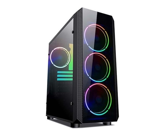 BAZAR - VeinX case Mars MAR01A Mid Tower, bez zdroje, 3xUSB, průhledná bočnice, 4xARGB Fan 120mm, černá - Poškozený obal