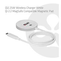 Club3D Bezdrátová nabíječka, 1x Qi2 25W, MagSafe, Qi certifikováno, bílá