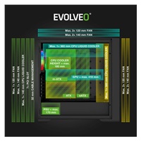 EVOLVEO Rhino, skříň eATX/ATX, 4x ARGB ventilátor 120mm, boční panel temperované sklo + mřížkovaný přední panel