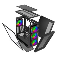 EVOLVEO Scorpio, skříň eATX/ATX, 4x ARGB ventilátor 120mm, boční panel temperované sklo + mřížkovaný přední panel