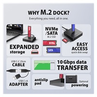 AXAGON ADSA-M2C11, USB-C 10Gbps dokovací stanice pro 1× M.2 NVMe/SATA SSD