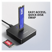 AXAGON ADSA-M2C11, USB-C 10Gbps dokovací stanice pro 1× M.2 NVMe/SATA SSD