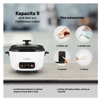 BAZAR - Lauben Rice Cooker Square 1000WB - Poškozený obal (Komplet)