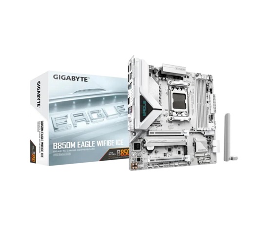 GIGABYTE MB Sc AM5 B850M EAGLE WF6E ICE, AMD B850, 4xDDR5, 1xHDMI, 2xDP, Wifi, mATX