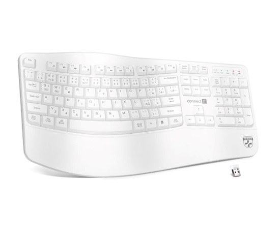 CONNECT IT FOR HEALTH Ergonomická klávesnice ErgoOffice, Bezdrátová, CZ+SK, bílá
