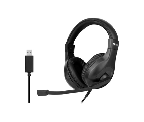 C-TECH Sluchátka MHS-05U, USB, k PC, černá